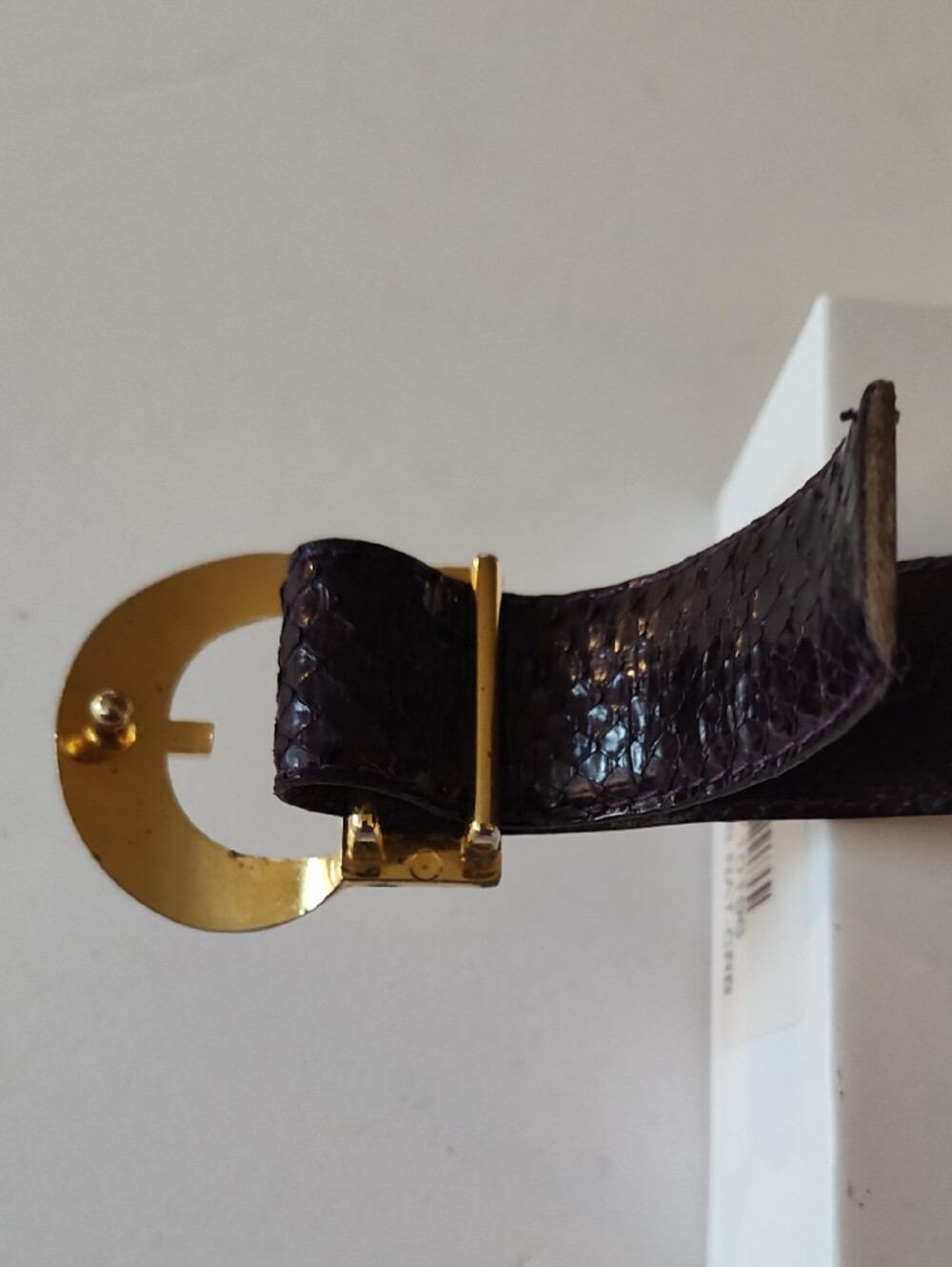 Vintage Christian Dior Purple Snakeskin Belt with Gold & Silver Statement Buckle - Picture 6 of 9